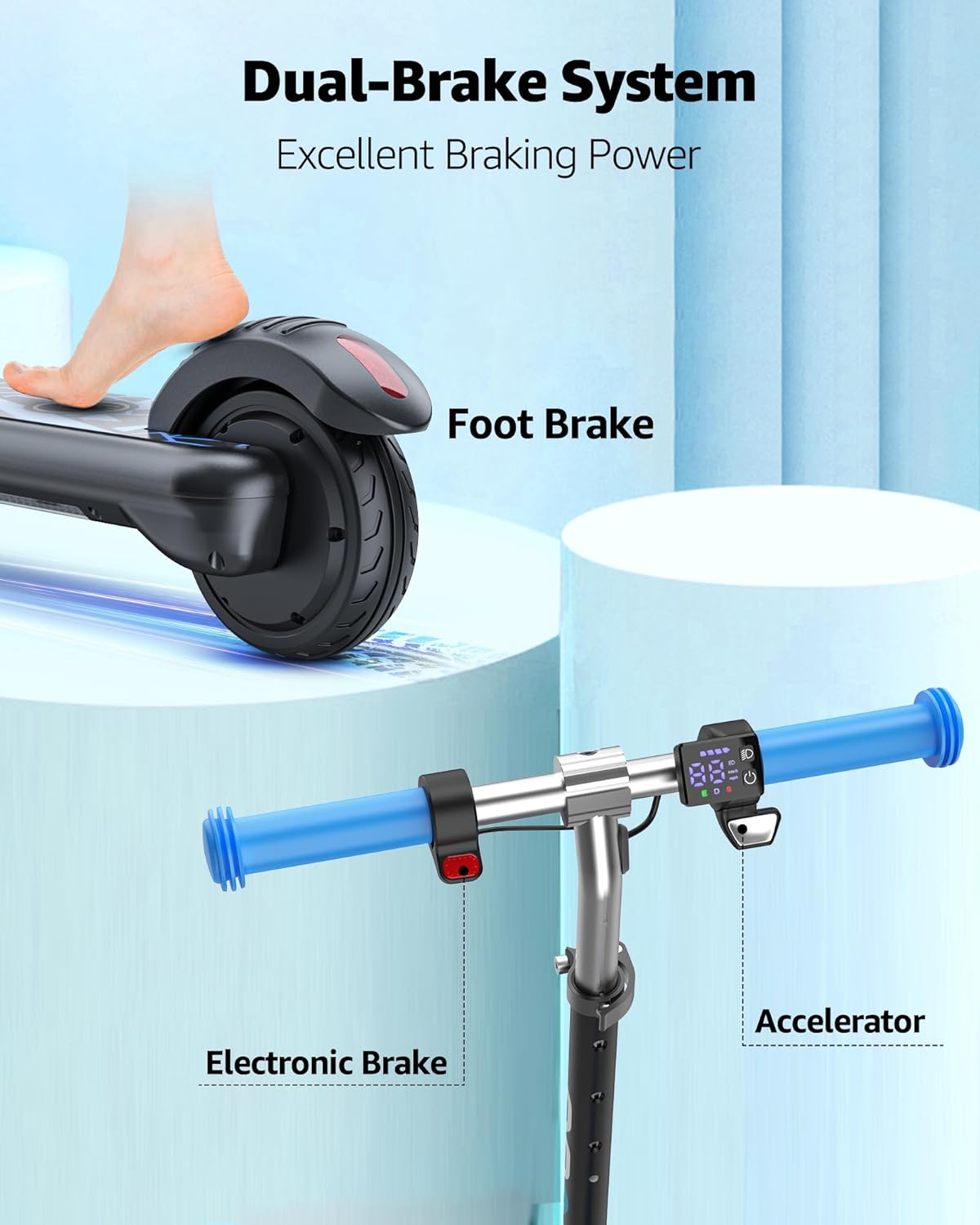 Gyroor H30 Max Kids Electric Scooter – 150W Motor, LED Display, Adjustable Height (Blue) GYRH30MAXBLU - with | Sold by Uncle Wiener's Wholesale