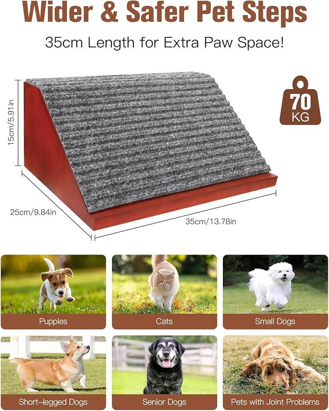 HaiSenseeCo Pet Ramp for Cats & Small Dogs – Non-Slip Wooden Pet Stairs with Fabric Surface, 35cm Gentle Slope - Pet products with | Sold by Uncle Wiener's Wholesale