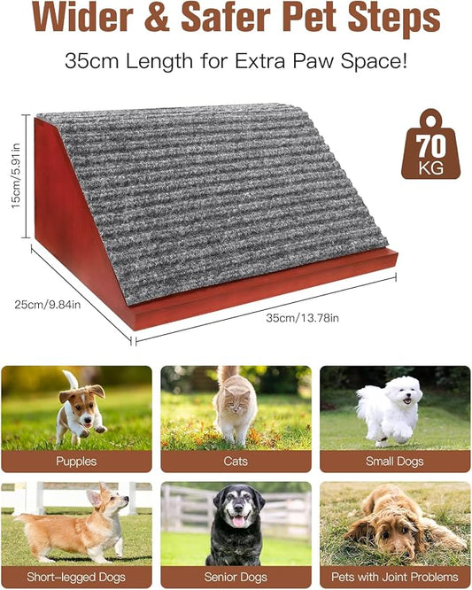 HaiSenseeCo Pet Ramp for Cats & Small Dogs – Non-Slip Wooden Pet Stairs with Fabric Surface, 35cm Gentle Slope - Pet products with | Sold by Uncle Wiener's Wholesale
