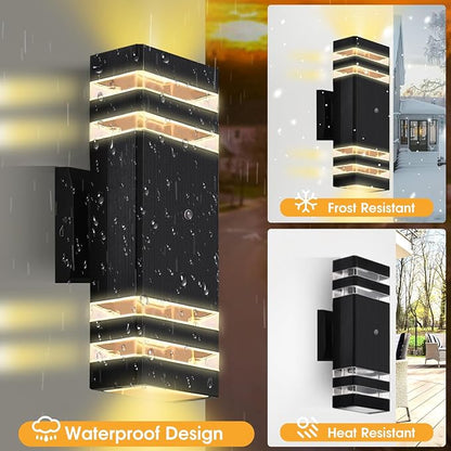 Hameso Dusk-to-Dawn Outdoor LED Wall Sconces – 3000K Warm White IP65 Waterproof Aluminum Exterior Lights - Home decor with 15" - 4 pack | Sold by Uncle Wiener's Wholesale