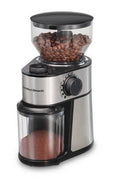 Hamilton Beach Burr Coffee Grinder 80385: 18 Settings, Dishwasher - Safe Parts, 14 Cup Capacity, Black - with <B>Dimensions (Overall):</B> 11 Inches (H) x 8 Inches (W) x 5 Inches (D) | Sold by Uncle Wiener's Wholesale