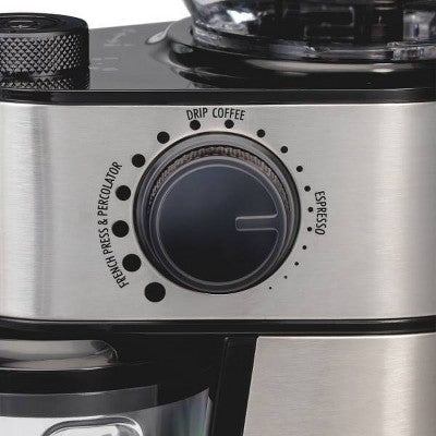 Hamilton Beach Burr Coffee Grinder 80385: 18 Settings, Dishwasher - Safe Parts, 14 Cup Capacity, Black - with Dimensions (Overall): 11 Inches (H) x 8 Inches (W) x 5 Inches (D) | Sold by Uncle Wiener's Wholesale