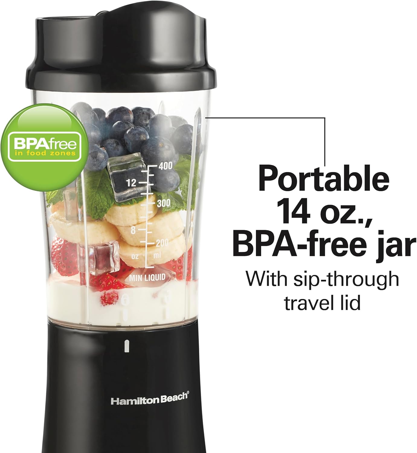 Hamilton Beach Personal Blender – 14 oz Single-Serve Smoothie Blender with Travel Cup & Lid - Kitchen Appliances with | Sold by Uncle Wiener's Wholesale