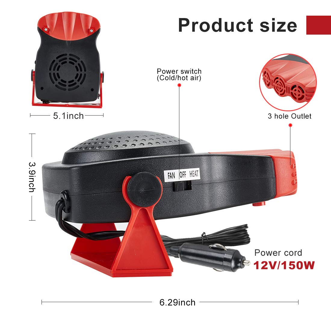 Handheld 12V 2‑in‑1 Ceramic Heater Fan & Defroster – COT26 - with | Sold by Uncle Wiener's Wholesale