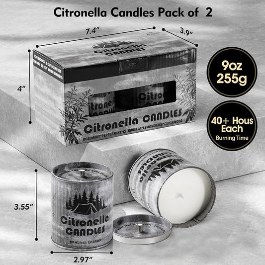 Happyhube Citronella Candles 2-Pack – 9 oz Each, Soy Wax Outdoor Scented Candles with Lemongrass Fragrance, Vintage Metal Tins for Patio, Camping & Home Décor - Home decor with | Sold by Uncle Wiener's Wholesale
