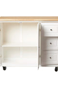 Hardwood Top Rolling Kitchen Island Cart with Drop Leaf, Drawers & Cabinet – White – SKU JWKT3272 - with | Sold by Uncle Wiener's Wholesale