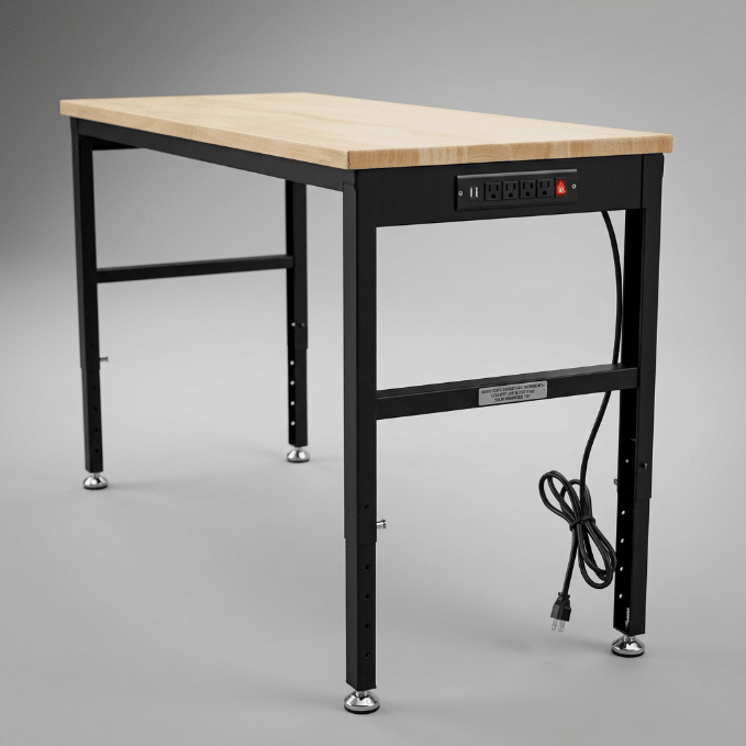 Hardwood Workbench with Power Outlets – 4FT & 6FT Durable Table Tops - Tool Benches & Workstations with 4 FT Workbench | Sold by Uncle Wiener's Wholesale