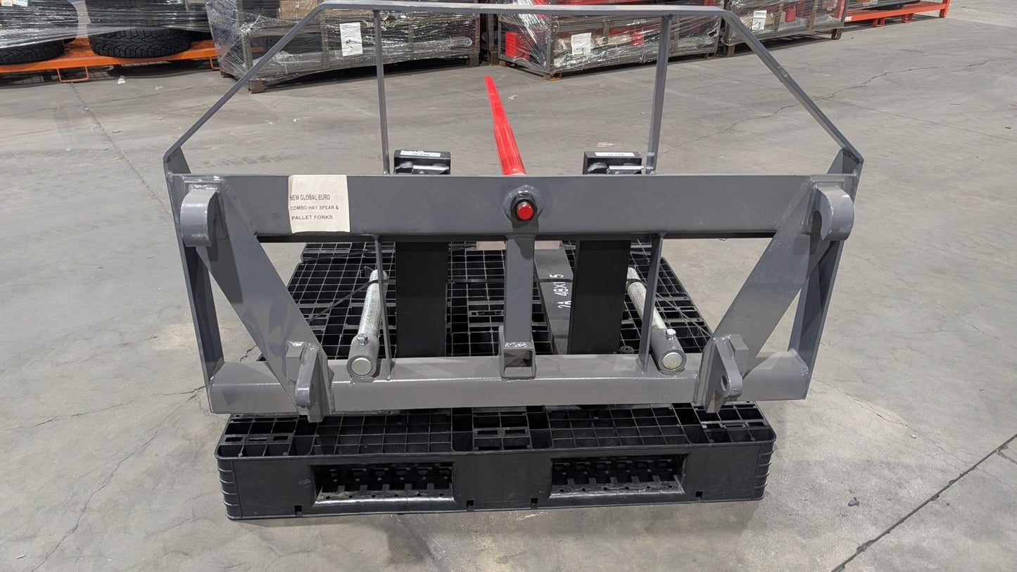 Hay Frame & Pallet Fork Combo for John Deere Global Euro Mount – 48 Forks, 49 Spear, Gray TFRLD46EURO - General Equipment with | Sold by Uncle Wiener's Wholesale