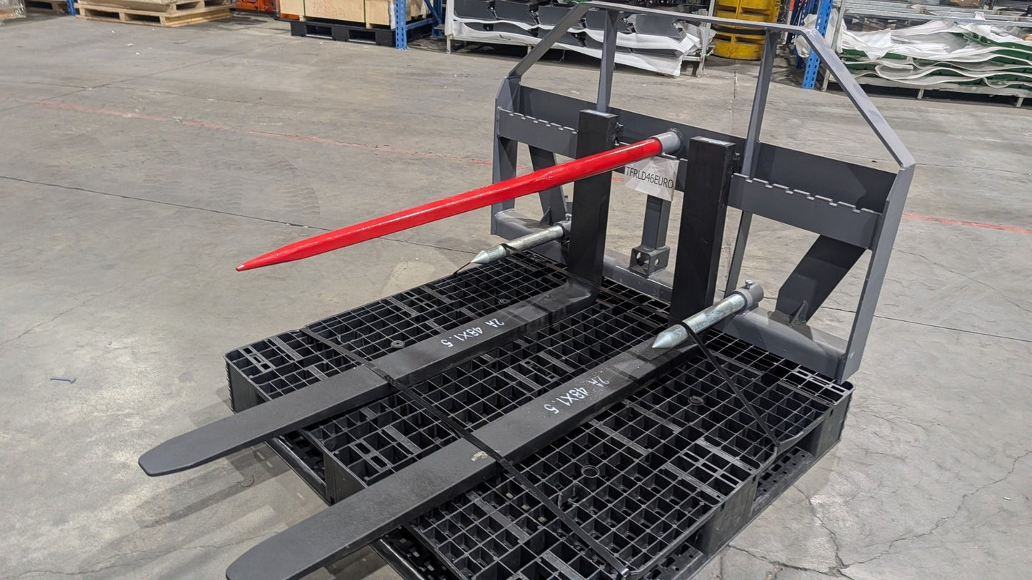 Hay Frame & Pallet Fork Combo for John Deere Global Euro Mount – 48 Forks, 49 Spear, Gray TFRLD46EURO - General Equipment with | Sold by Uncle Wiener's Wholesale