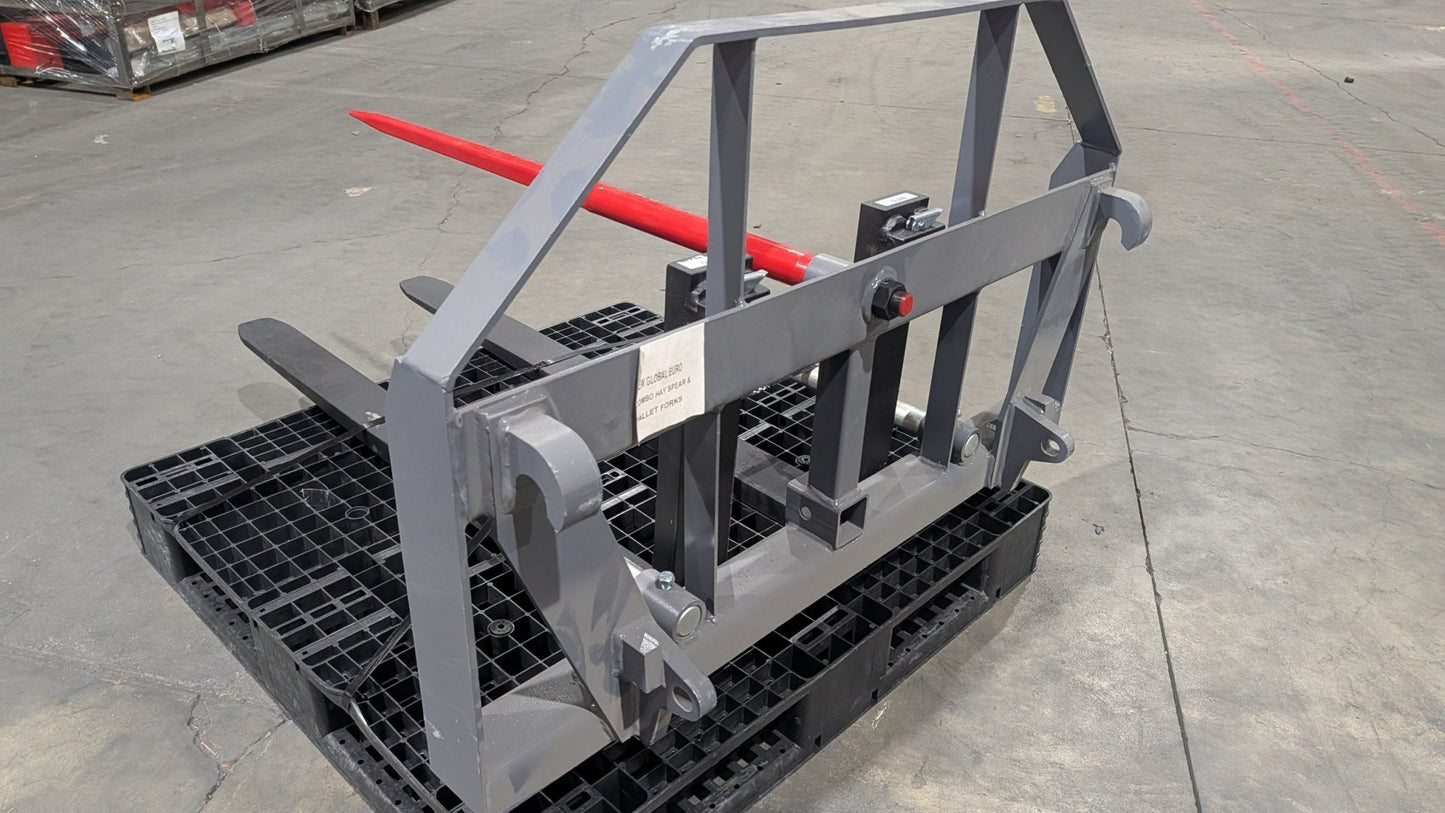 Hay Frame & Pallet Fork Combo for John Deere Global Euro Mount – 48 Forks, 49 Spear, Gray TFRLD46EURO - General Equipment with | Sold by Uncle Wiener's Wholesale