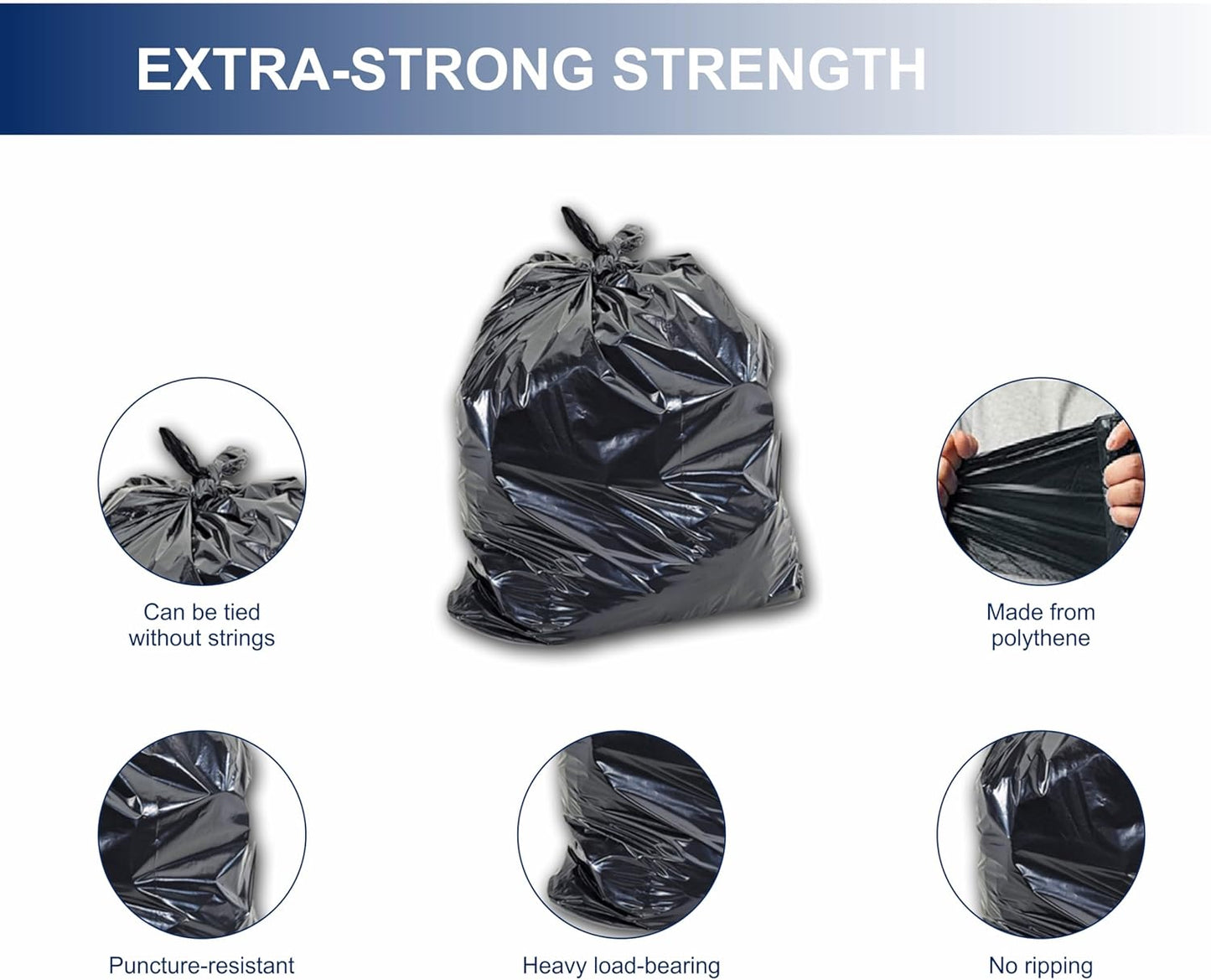 HDPE Black Trash Liners – Heavy Duty & Light Duty – 60 & 100 Gallon Options - with 60 Gallon – 35.4" × 43.3" – 2.4 Mil | Sold by Uncle Wiener's Wholesale