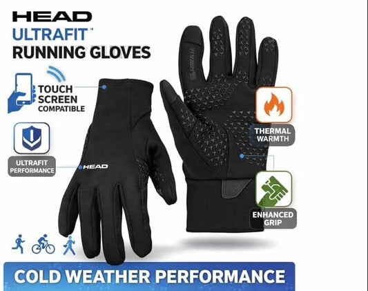 HEAD Men’s Ultrafit Touchscreen Running Gloves – Lightweight Thermal Grip for Cold Weather Training - with XL | Sold by Uncle Wiener's Wholesale