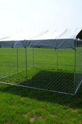Heavy - Duty 10×10×6 ft Outdoor Dog Kennel w/ UV Canopy – Chain Link Steel Enclosure | SKU: 513DC - Outdoor Pet Kennel with | Sold by Uncle Wiener's Wholesale