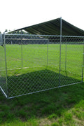 Heavy - Duty 10×10×6 ft Outdoor Dog Kennel w/ UV Canopy – Chain Link Steel Enclosure | SKU: 513DC - Outdoor Pet Kennel with | Sold by Uncle Wiener's Wholesale