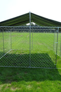 Heavy - Duty 10×10×6 ft Outdoor Dog Kennel w/ UV Canopy – Chain Link Steel Enclosure | SKU: 513DC - Outdoor Pet Kennel with | Sold by Uncle Wiener's Wholesale