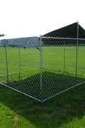 Heavy - Duty 10×10×6 ft Outdoor Dog Kennel w/ UV Canopy – Chain Link Steel Enclosure | SKU: 513DC - Outdoor Pet Kennel with | Sold by Uncle Wiener's Wholesale