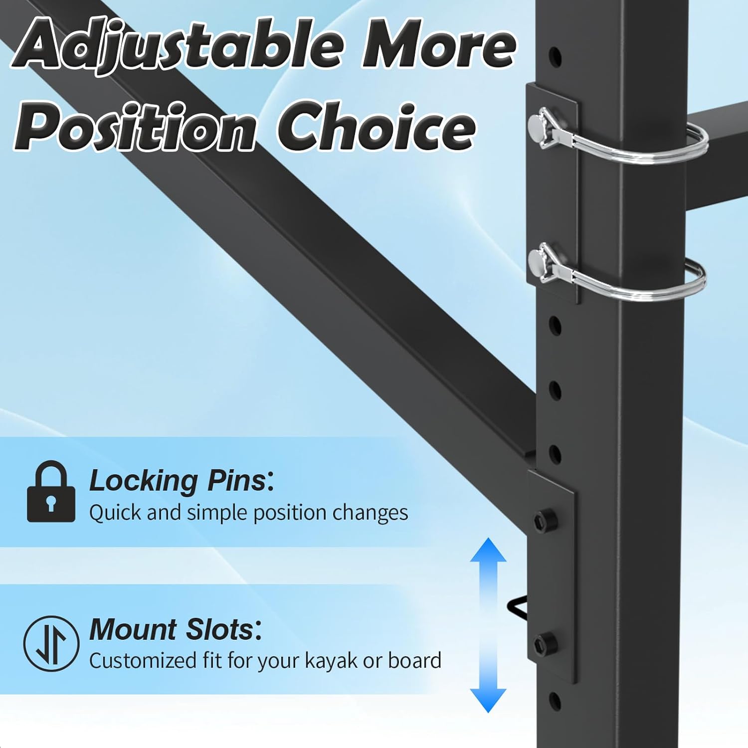 Heavy - Duty 3–4 Layer Kayak Rack – Freestanding Kayak Storage Rack with Wheels & Adjustable Arms KR4TBLK - with | Sold by Uncle Wiener's Wholesale