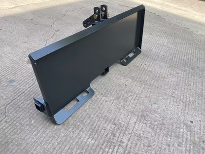 Heavy-duty 3-point skid steer adapter plate front view
Universal tractor quick attach plate with welds
3/8” thick steel 3-point adapter plate for tractors and loaders
3-point hitch adapter for John Deere, Kubota, Bobcat
Side view of universal 3-point quick attach adapter plate