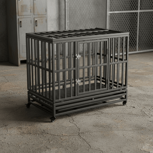 Commercial Steel 3 ft & 4 ft K9 Containment Kennel: Heavy-Duty Dog Crate with Casters for Home, Yard, Crate & Kennel | 654480, 654481