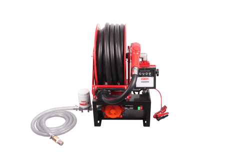 Heavy - Duty 50 FT Fuel Transfer Pump Reel – 12V / 110V Explosion - Proof | Gasoline, Diesel &amp; Kerosene Compatible - with 12V DC | Sold by Uncle Wiener's Wholesale