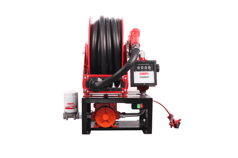 Heavy - Duty 50 FT Fuel Transfer Pump Reel – 12V / 110V Explosion - Proof | Gasoline, Diesel &amp; Kerosene Compatible - with 12V DC | Sold by Uncle Wiener's Wholesale