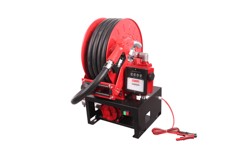 Heavy - Duty 50 FT Fuel Transfer Pump Reel – 12V / 110V Explosion - Proof | Gasoline, Diesel &amp; Kerosene Compatible - with 110V AC | Sold by Uncle Wiener's Wholesale