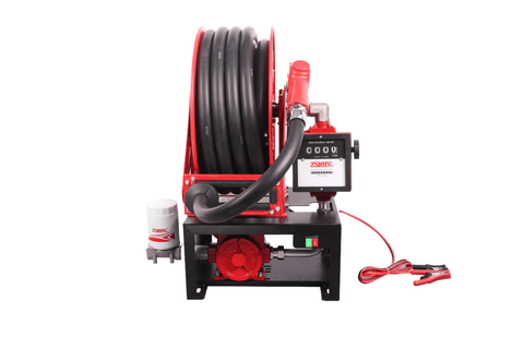 Heavy - Duty 50 FT Fuel Transfer Pump Reel – 12V / 110V Explosion - Proof | Gasoline, Diesel &amp; Kerosene Compatible - with 110V AC | Sold by Uncle Wiener's Wholesale