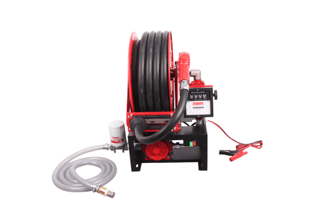 Heavy - Duty 50 FT Fuel Transfer Pump Reel – 12V / 110V Explosion - Proof | Gasoline, Diesel &amp; Kerosene Compatible - with 110V AC | Sold by Uncle Wiener's Wholesale