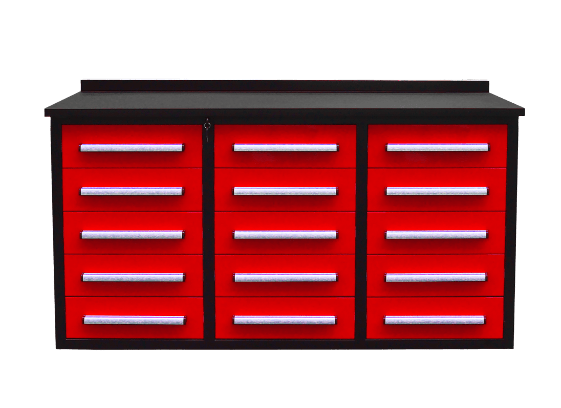 Heavy - Duty 5.5FT Steel Workbench – 10 & 15 Drawer Tool Bench with Locks & EVA Liners - with Stainless 15 Drawers | Sold by Uncle Wiener's Wholesale