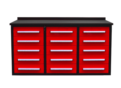 Heavy - Duty 5.5FT Steel Workbench – 10 & 15 Drawer Tool Bench with Locks & EVA Liners - with Stainless 15 Drawers | Sold by Uncle Wiener's Wholesale