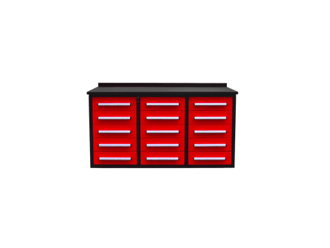 Heavy - Duty 5.5FT Steel Workbench – 10 & 15 Drawer Tool Bench with Locks & EVA Liners - with Stainless 15 Drawers | Sold by Uncle Wiener's Wholesale