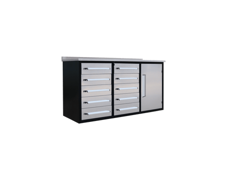 Heavy - Duty 5.5FT Steel Workbench – 10 & 15 Drawer Tool Bench with Locks & EVA Liners - with Stainless 10 Drawers | Sold by Uncle Wiener's Wholesale