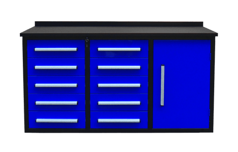 Heavy - Duty 5.5FT Steel Workbench – 10 & 15 Drawer Tool Bench with Locks & EVA Liners - with Stainless 10 Drawers | Sold by Uncle Wiener's Wholesale
