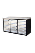 Heavy - Duty 5.5FT Steel Workbench – 10 & 15 Drawer Tool Bench with Locks & EVA Liners - with Red 10 Drawers | Sold by Uncle Wiener's Wholesale