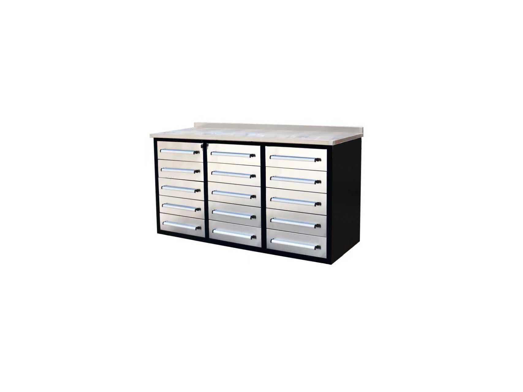 Heavy - Duty 5.5FT Steel Workbench – 10 & 15 Drawer Tool Bench with Locks & EVA Liners - with Red 10 Drawers | Sold by Uncle Wiener's Wholesale
