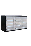 Heavy - Duty 5.5FT Steel Workbench – 10 & 15 Drawer Tool Bench with Locks & EVA Liners - with Red 10 Drawers | Sold by Uncle Wiener's Wholesale