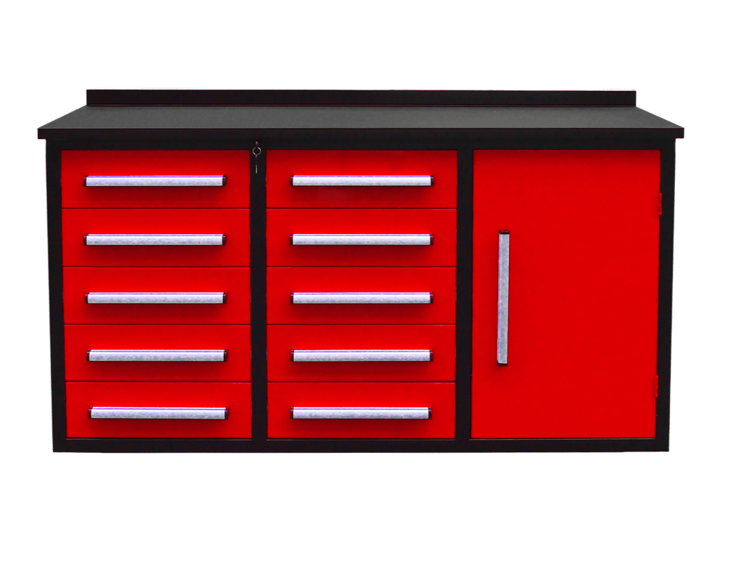 Heavy - Duty 5.5FT Steel Workbench – 10 & 15 Drawer Tool Bench with Locks & EVA Liners - with Stainless 10 Drawers | Sold by Uncle Wiener's Wholesale