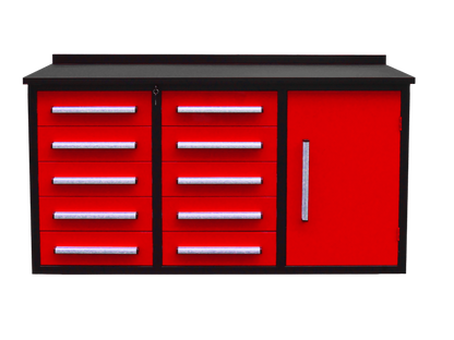 Heavy - Duty 5.5FT Steel Workbench – 10 & 15 Drawer Tool Bench with Locks & EVA Liners - with Stainless 10 Drawers | Sold by Uncle Wiener's Wholesale