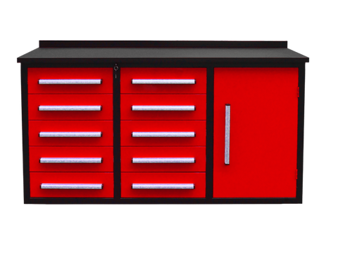 Heavy - Duty 5.5FT Steel Workbench – 10 & 15 Drawer Tool Bench with Locks & EVA Liners - with Stainless 10 Drawers | Sold by Uncle Wiener's Wholesale