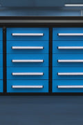 Heavy - Duty 5.5FT Steel Workbench – 10 & 15 Drawer Tool Bench with Locks & EVA Liners - with Blue 15 Drawers | Sold by Uncle Wiener's Wholesale