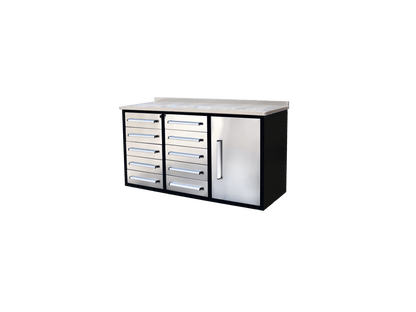 Heavy - Duty 5.5FT Steel Workbench – 10 & 15 Drawer Tool Bench with Locks & EVA Liners - with Stainless 10 Drawers | Sold by Uncle Wiener's Wholesale