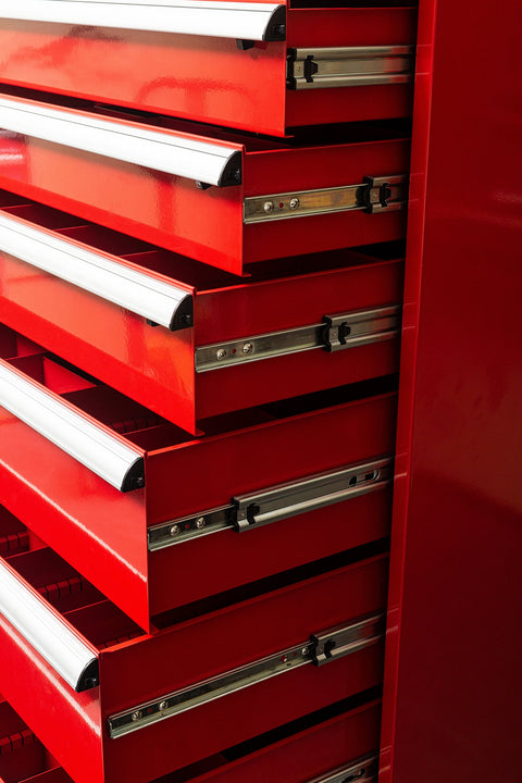 Heavy - Duty 8 - Drawer Tool Cabinet Parts & Bolt Bin Forklift Base 200 lb Slides & Dividers - with With Forklift Base 36" W × 24" D × 59.8" H | Sold by Uncle Wiener's Wholesale