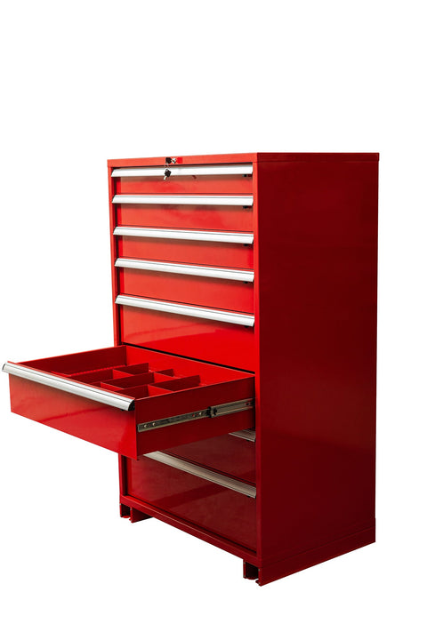 Heavy - Duty 8 - Drawer Tool Cabinet Parts & Bolt Bin Forklift Base 200 lb Slides & Dividers - with With Forklift Base 36" W × 24" D × 59.8" H | Sold by Uncle Wiener's Wholesale