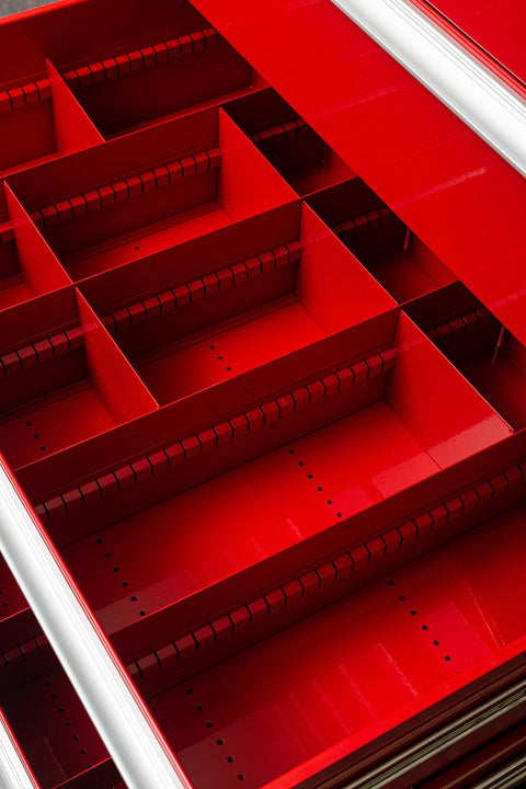 Heavy - Duty 8 - Drawer Tool Cabinet Parts & Bolt Bin Forklift Base 200 lb Slides & Dividers - with With Forklift Base 36" W × 24" D × 59.8" H | Sold by Uncle Wiener's Wholesale