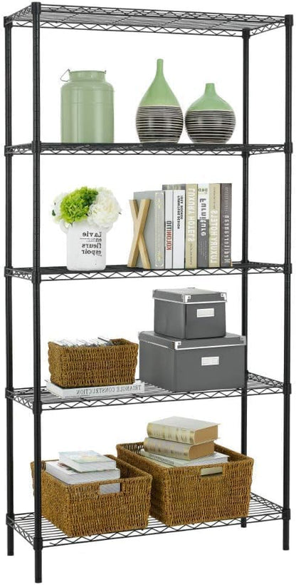 Heavy - Duty Adjustable Wire Storage Shelf – 36" x 14" x 71" – 220 lb Capacity per Shelf (Chrome or Black) - with Chrome | Sold by Uncle Wiener's Wholesale
