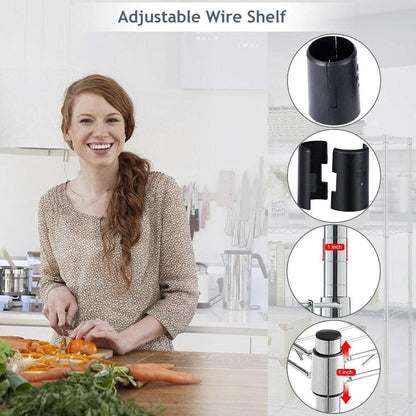 Heavy - Duty Adjustable Wire Storage Shelf – 36" x 14" x 71" – 220 lb Capacity per Shelf (Chrome or Black) - with Black | Sold by Uncle Wiener's Wholesale