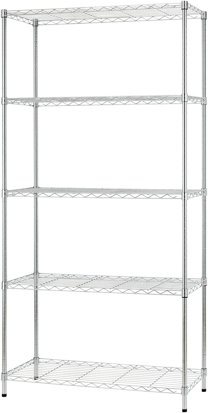Heavy - Duty Adjustable Wire Storage Shelf – 36" x 14" x 71" – 220 lb Capacity per Shelf (Chrome or Black) - with Chrome | Sold by Uncle Wiener's Wholesale