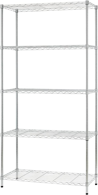 Heavy - Duty Adjustable Wire Storage Shelf – 36" x 14" x 71" – 220 lb Capacity per Shelf (Chrome or Black) - with Chrome | Sold by Uncle Wiener's Wholesale