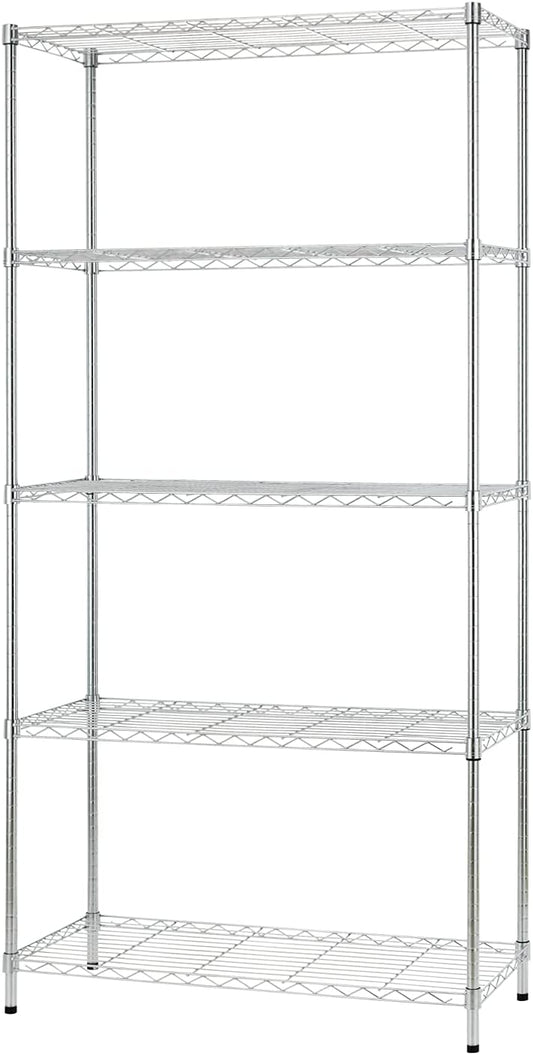 Heavy - Duty Adjustable Wire Storage Shelf – 36" x 14" x 71" – 220 lb Capacity per Shelf (Chrome or Black) - with Chrome | Sold by Uncle Wiener's Wholesale