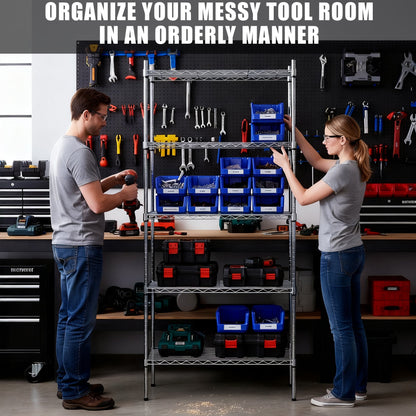 Heavy - Duty Adjustable Wire Storage Shelf – 36" x 14" x 71" – 220 lb Capacity per Shelf (Chrome or Black) - with Chrome | Sold by Uncle Wiener's Wholesale